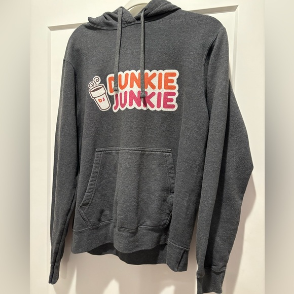 GRAY Hoodie Medium Dunkie Junkie Long Sleeve Pullover Hoodie - Picture 5 of 5